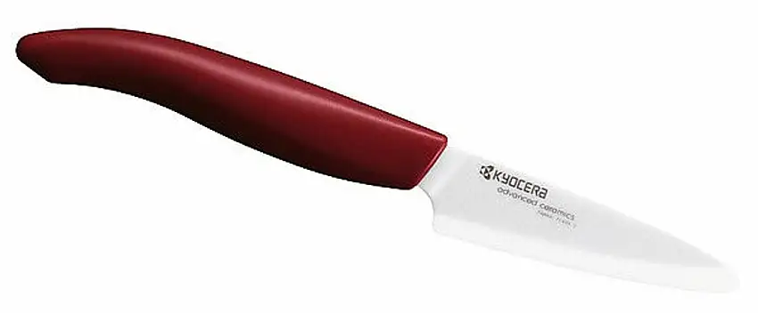 Kyocera Schälmesser, weiße Zirkoniakeramik, roter Griff