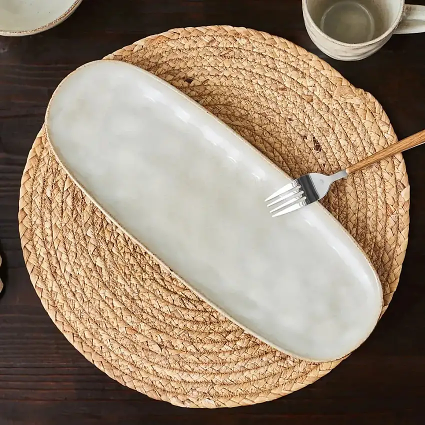 Karaca Aria Reactive Glaze Servierplatte, 38cm, Beige