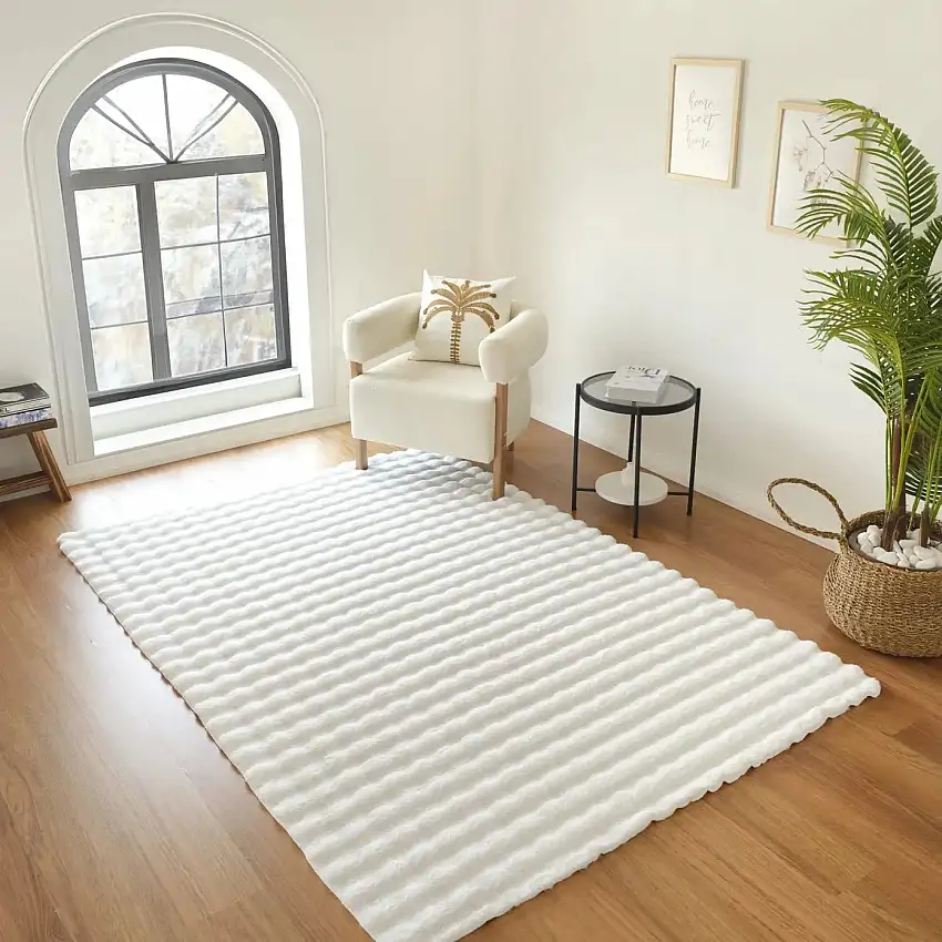 Kaschmir Teppich 7/24 Cosy Premium Bubble Weiß 80x150 cm