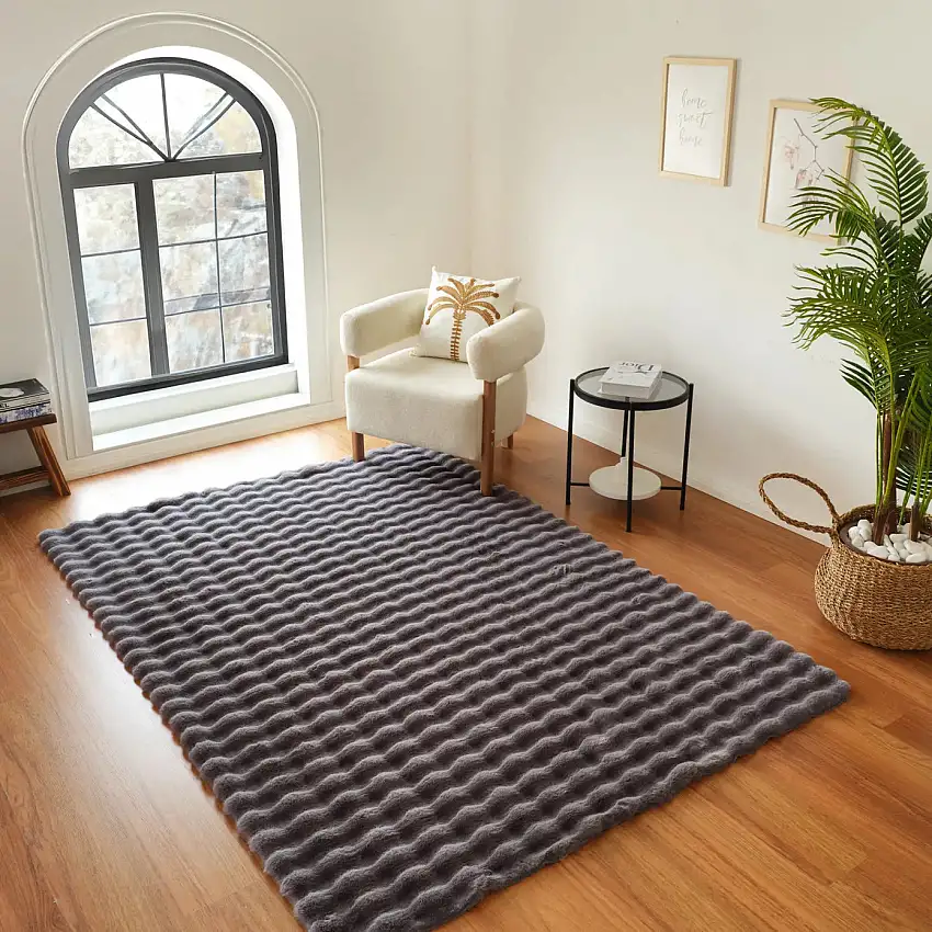Kaschmir Teppich 7/24 Cosy Premium Bubble Anthrazit 120x180 cm