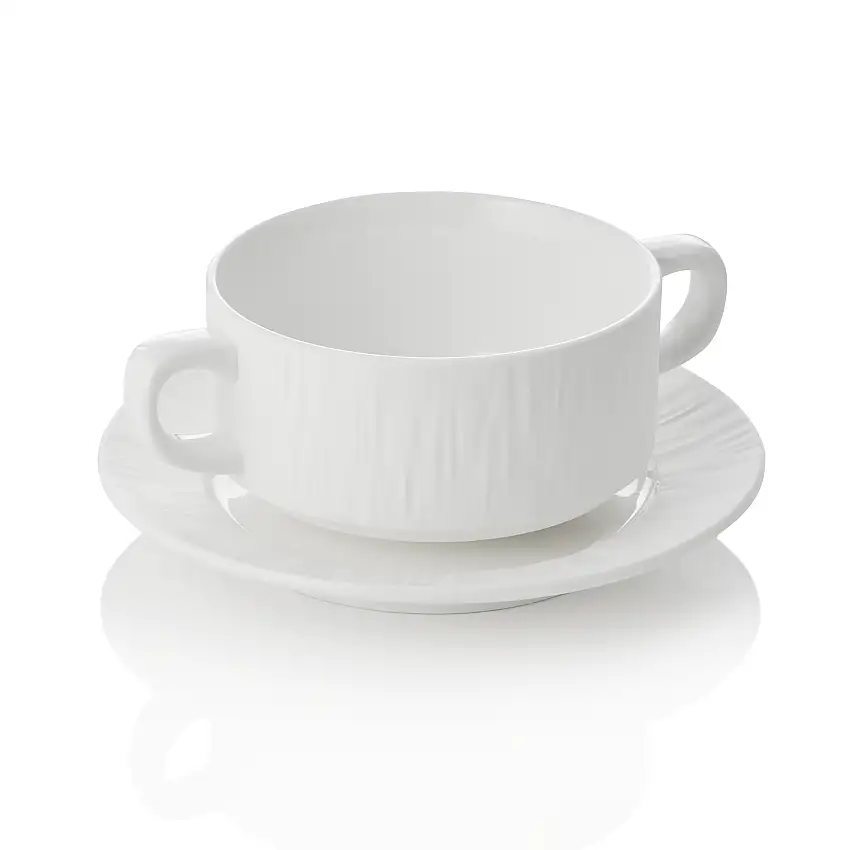 WAS Suppentasse mit Untertasse Set MAYA SHIRO, Ø 10,5 cm, 250 ml, weiß, Set á 4