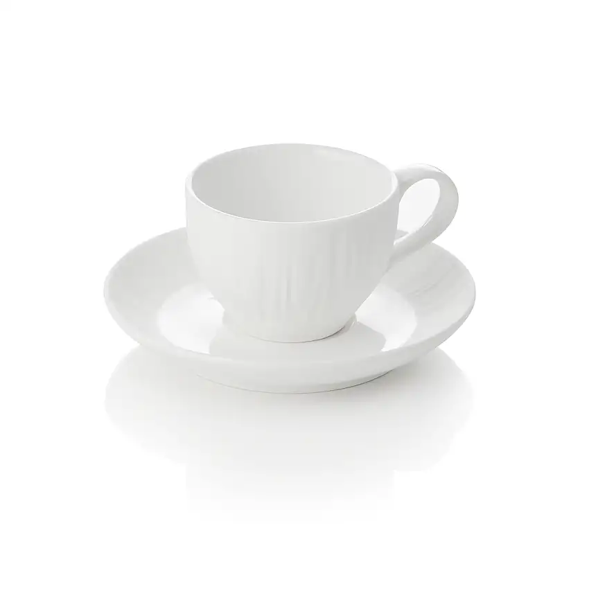 WAS Espresso- und Untertasse Set MAYA SHIRO, 80 ml, weiß, Set á 4 Stück, Porzell