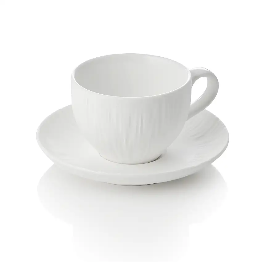 WAS Cappuccino- und Untertasse Set MAYA SHIRO, 200 ml, weiß, Set á 4 Stück, Porz