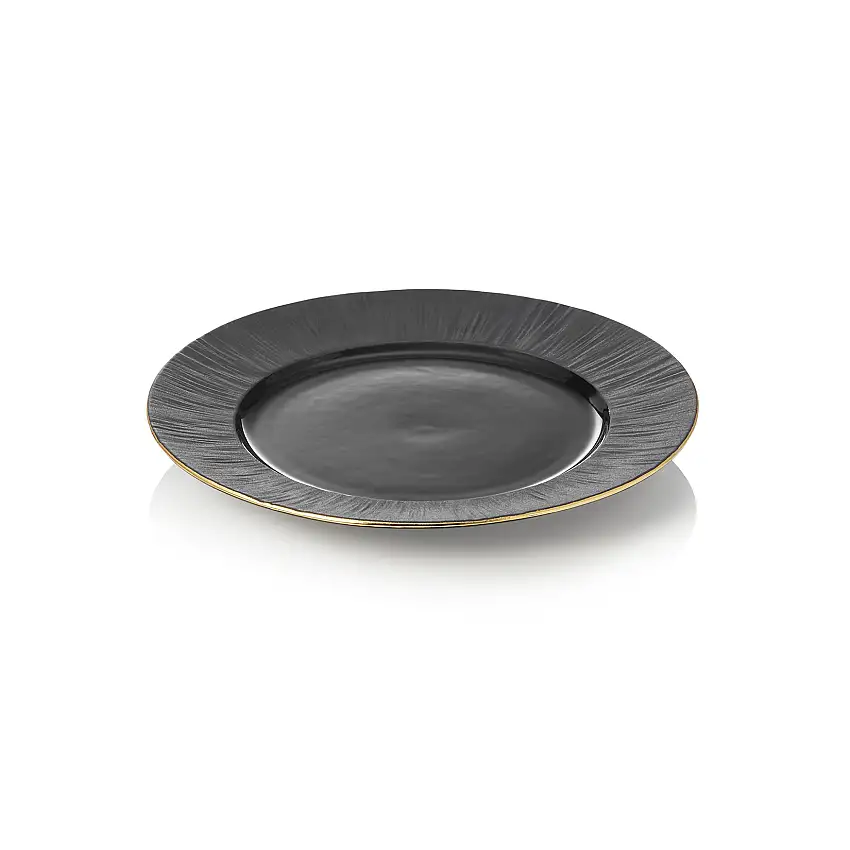 WAS Teller Set MAYA KURO, flach, Ø 22 cm, schwarz, Set á 4 Stück, Porzellan