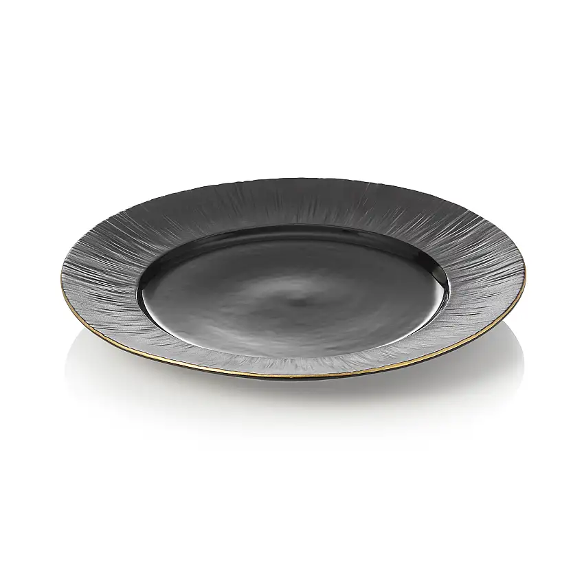 WAS Teller Set MAYA KURO, flach, Ø 27 cm, schwarz, Set á 2 Stück, Porzellan