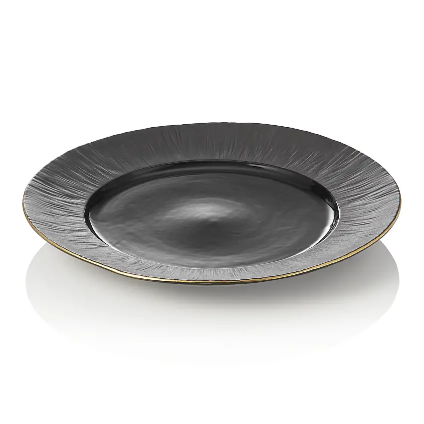 WAS Teller Set MAYA KURO, flach, Ø 30 cm, schwarz, Set á 2 Stück, Porzellan