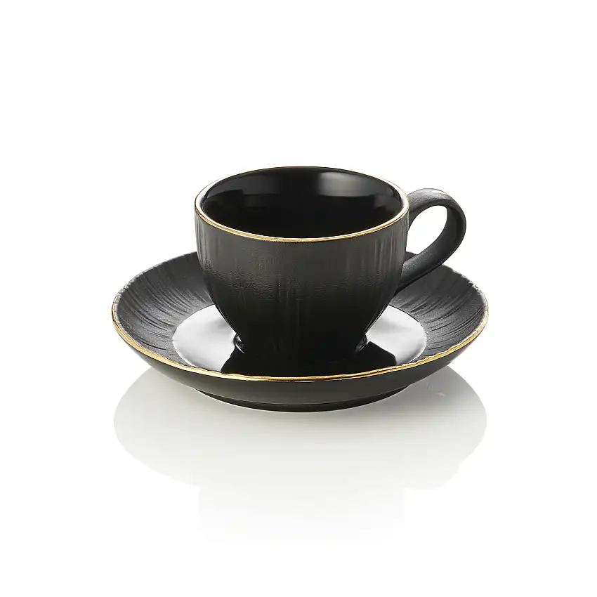 WAS Espressotasse mit Untertasse Set MAYA KURO, 80 ml, schwarz, Set á 4 Stück, P