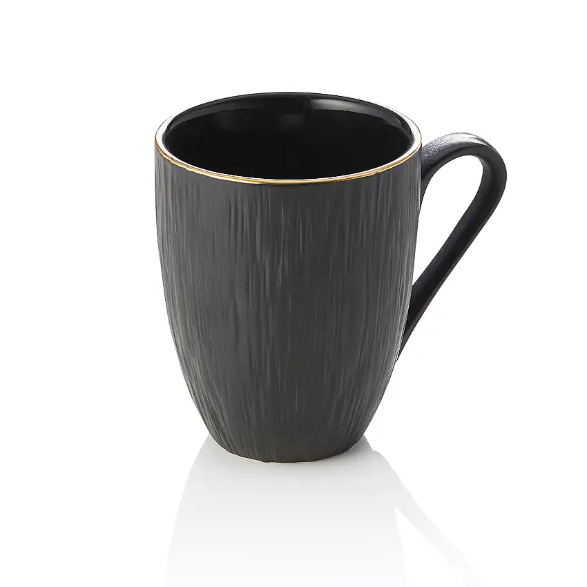 WAS Becher Set MAYA KURO, Ø 8,5 cm, 330 ml, schwarz, Set á 4 Stück, Porzellan