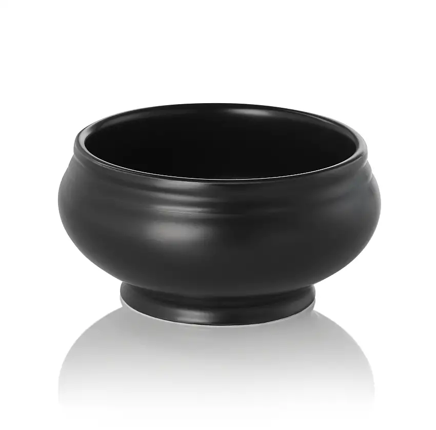 WAS Terrine, 0,5 ltr., Ø 12,5 cm, schwarz matt, Porzellan