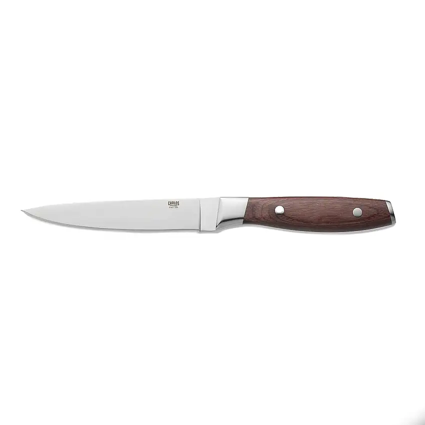 WAS Steakmesser Set CARLOS mit rotem Pakkaholzgriff, 25 cm, Set á 6 Stück, Kling
