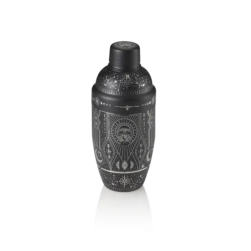 WAS Shaker Tattoo NOCTURN, 0,5 ltr., Ø 8,5 cm, schwarz, gold, Chromnickelstahl 1