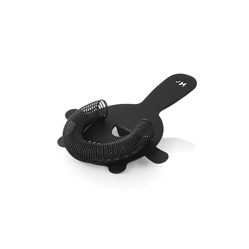 WAS Barsieb NOCTURN mit Feder, 4 Zinken, Ø 8 cm, schwarz matt, Chromnickelstahl