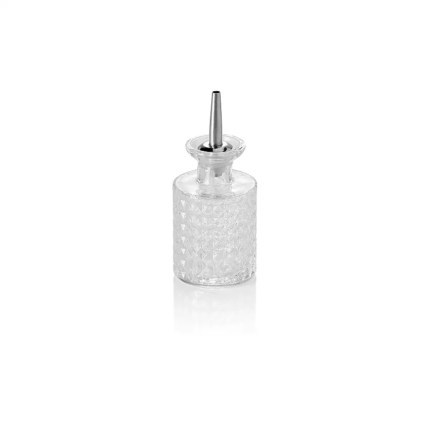 WAS Bitterflasche NOCTURN, 0,15 ltr., Ø 6,5 cm, Höhe 10,5 cm, Glas, Edelstahl