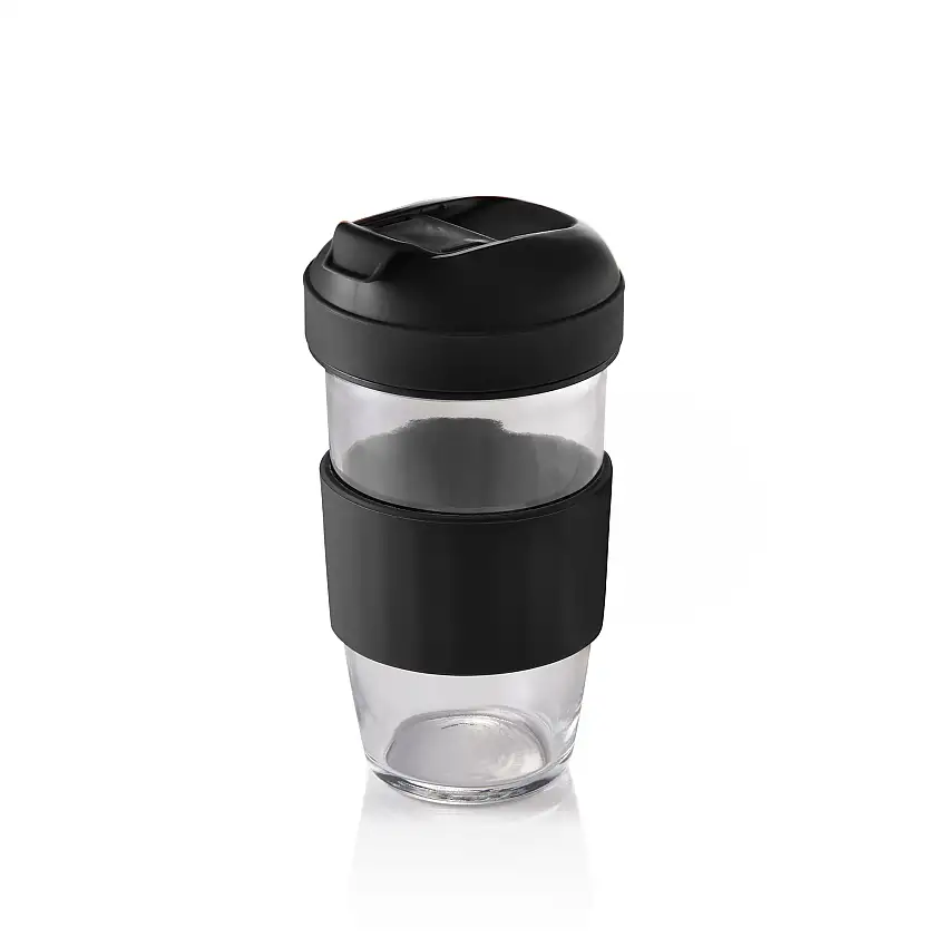 WAS 2in1 Café&Müsli Becher, Borosilikatglas Polypropylen, Silikon