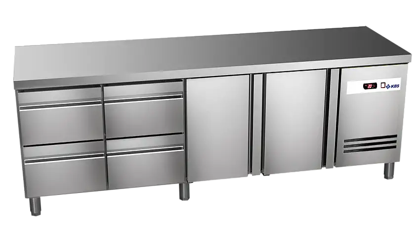 KBS Kühltisch Ready KT4104 mit Arbeitsplatte 2 Türen 4 halbe Schublade
