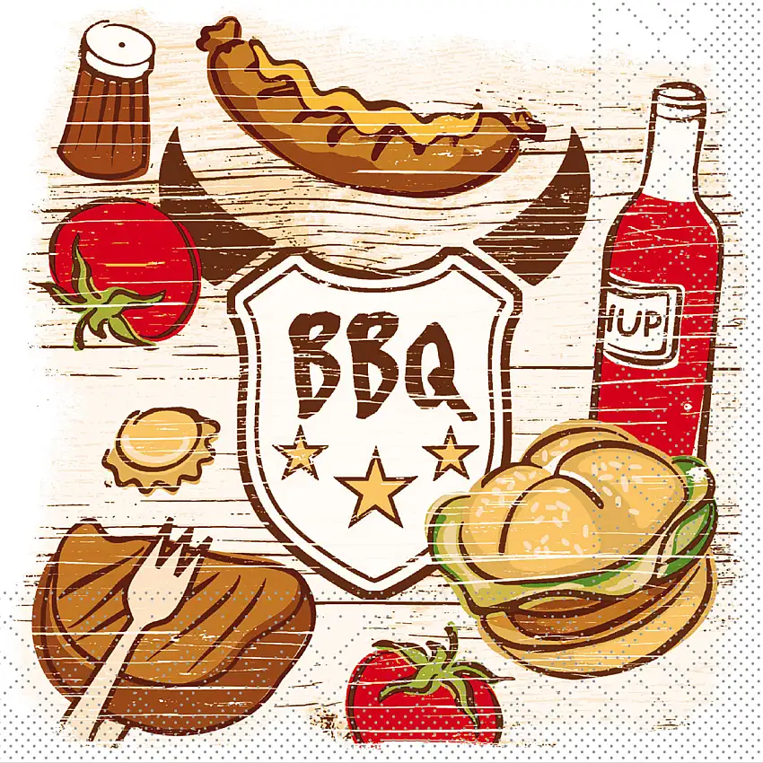 Mank Serviette BBQ 33 x 33 cm 1/4 Falz