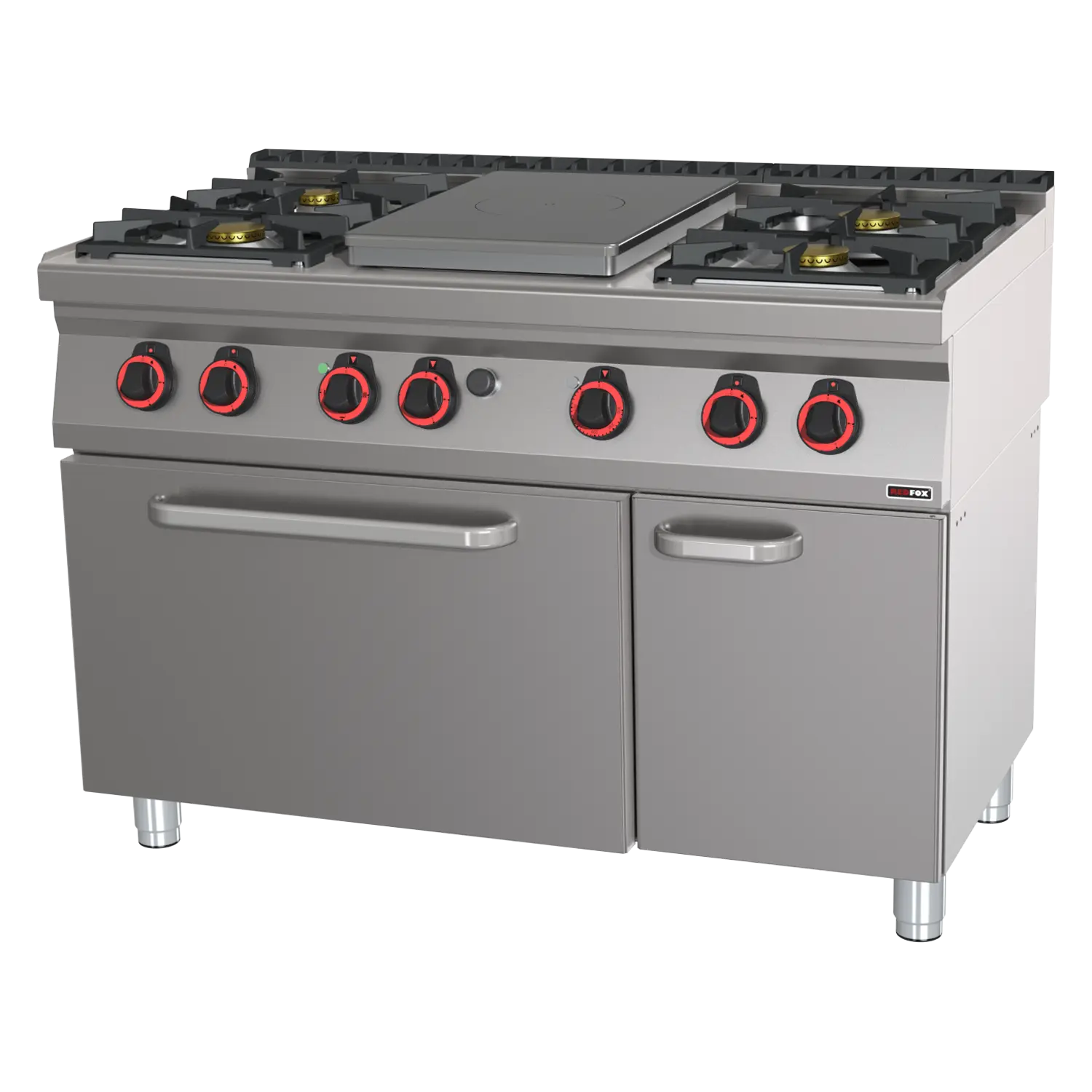 RM Gastro Glühplatten-Herd Gas mit statischem Elektrobackofen GN 2/1 - 5x Brenne