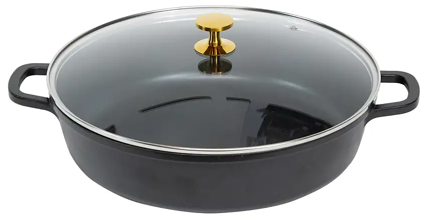 Contacto AluChef® Bräter, rund 32 cm / schwarz Durchmesser innen: 32 cm, Höhe: 8