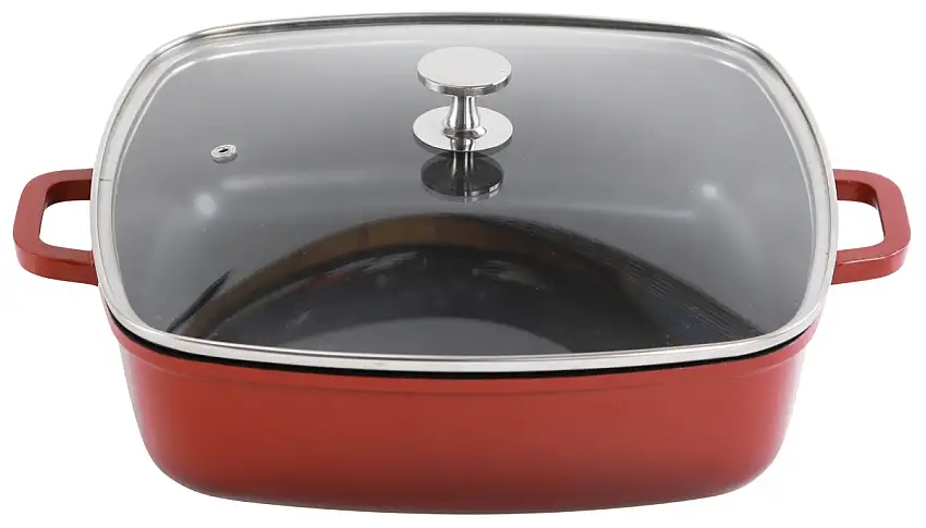 Contacto AluChef® Bräter, quadratisch 28 cm x 28 cm / rot Größe: 28 cm x 28 cm,