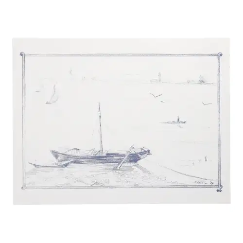 Papstar Tischsets, Papier 30 cm x 40 cm weiss "Ruderboot"
