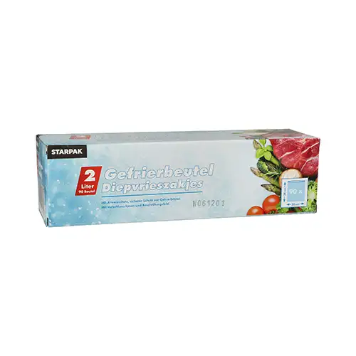 Papstar Gefrierbeutel, LLDPE 2 l 30 cm x 20 cm transparent in Faltschachtel