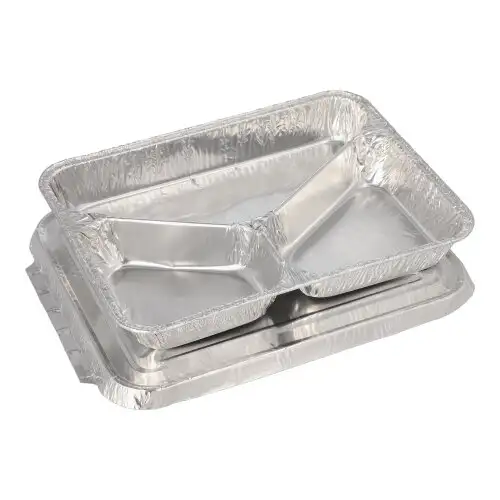 Papstar Menüschalen + Deckel, Alu 3-geteilt 0,76 l 3 cm x 17,7 cm x 22,5 cm