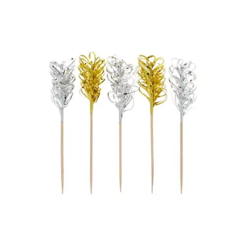 Papstar Deko-Picker 10,5 cm "Frills" gold / silber