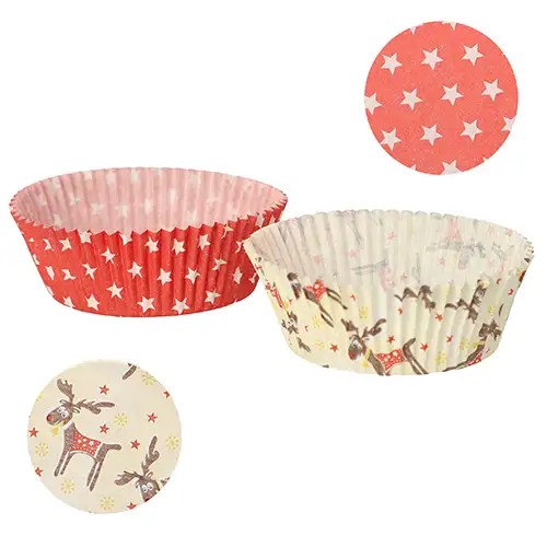 Papstar Backförmchen Ø 5 cm · 2,5 cm "Elk & Stars" sortiert