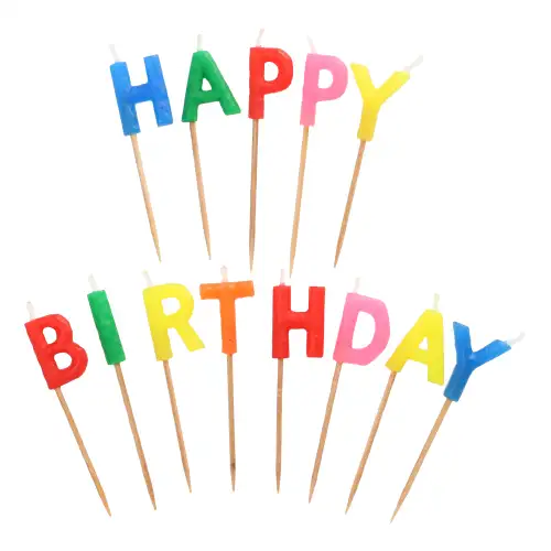 Papstar Buchstabenkerzen-Set 8 cm "Happy Birthday"