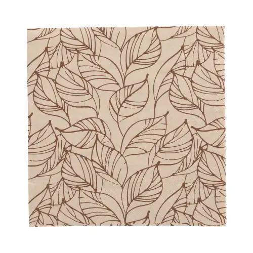 PAPSTAR Servietten, 3-lagig 1/4-Falz 33 cm x 33 cm natur Shapes of Leaves a