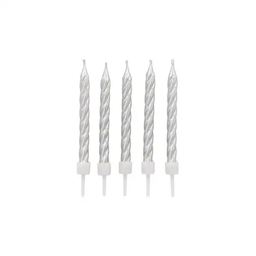 Papstar Geburtstagskerzen auf Halter 6 cm silber