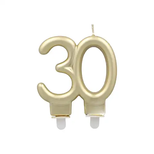 Papstar Jubiläumskerzen mit Halter 7 cm gold "30"