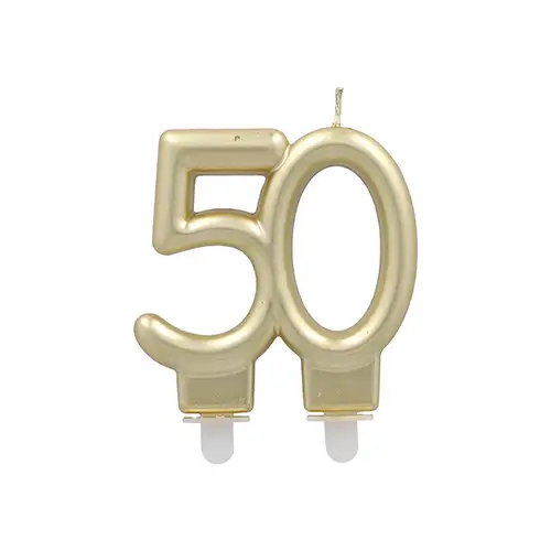 Papstar Jubiläumskerzen mit Halter 7 cm gold "50"