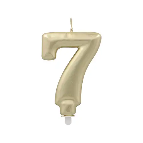 Papstar Zahlenkerze mit Halter 7 cm gold "7"