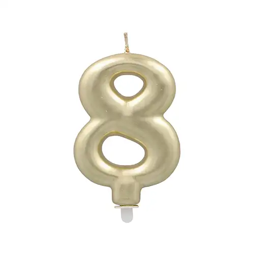 Papstar Zahlenkerze mit Halter 7 cm gold "8"
