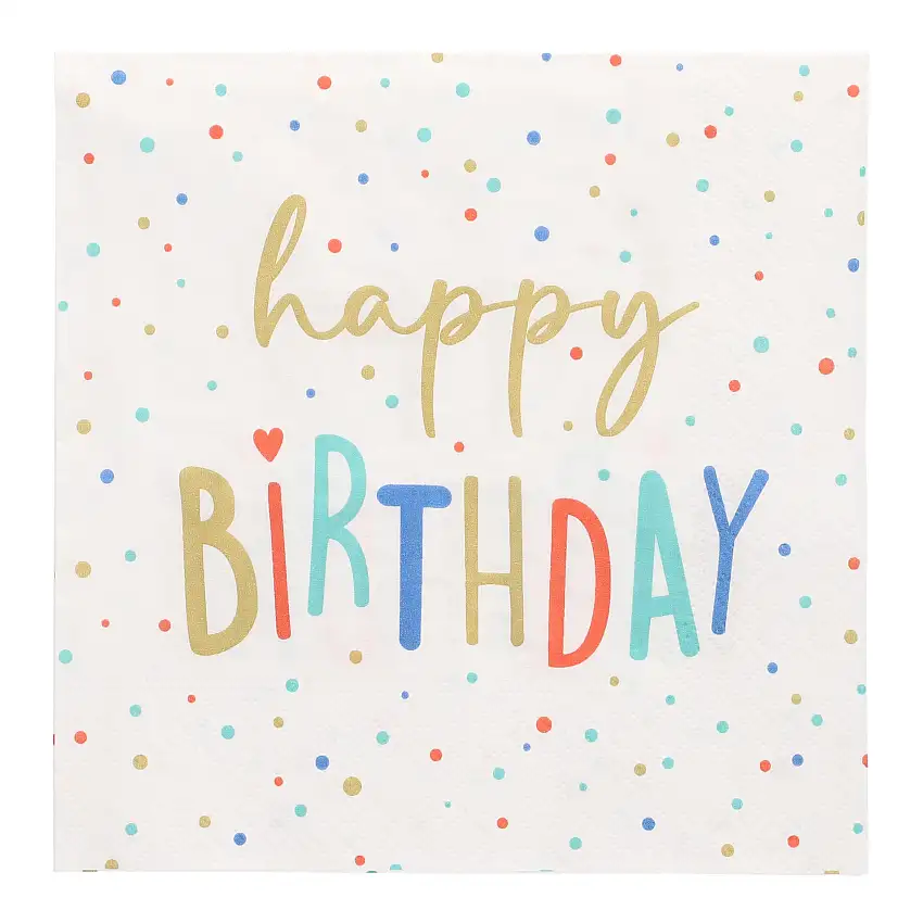 Papstar Servietten, 3-lagig 1/4-Falz 33 cm x 33 cm "Happy Birthday"