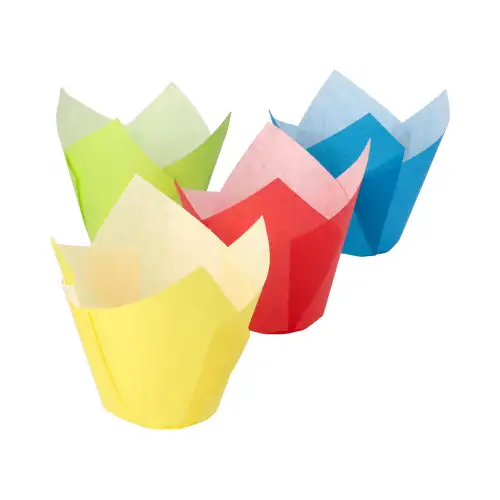 Papstar Backförmchen Ø 5 cm · 8,5 cm farbig sortiert "Tulip"