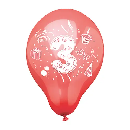 Papstar Zahlenluftballons Ø 25 cm farbig sortiert "3"