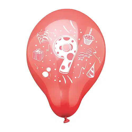 Papstar Zahlenluftballons Ø 25 cm farbig sortiert "9"