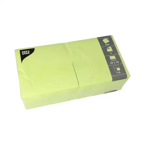 Papstar Servietten, 3-lagig 1/4-Falz 33 cm x 33 cm limonengrün