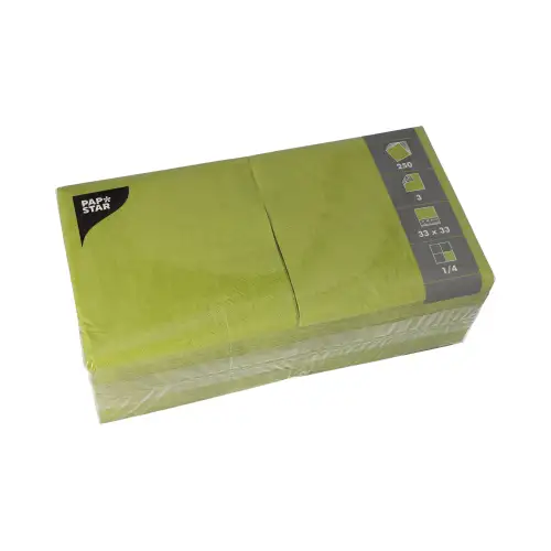 Papstar Servietten, 3-lagig 1/4-Falz 33 cm x 33 cm olivgrün
