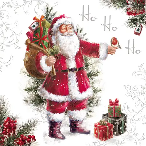 Papstar Servietten, 3-lagig 1/4-Falz 33 cm x 33 cm "HoHoHo"