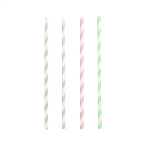 Papstar Trinkhalme, Papier Ø 6 mm · 20 cm farbig sortiert "Stripes"
