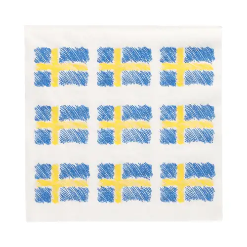 Papstar Servietten, 3-lagig 1/4-Falz 33 cm x 33 cm "Sverigeflagga"