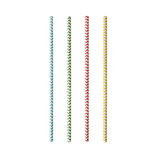 Papstar Trinkhalme, Papier Ø 6 mm · 20 cm farbig sortiert "Zig-Zag"