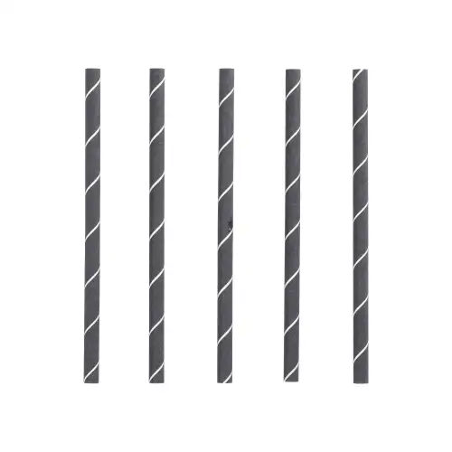 Papstar Cocktail Trinkhalme, Papier Ø 7 mm · 15 cm schwarz/weiss "Stripes"