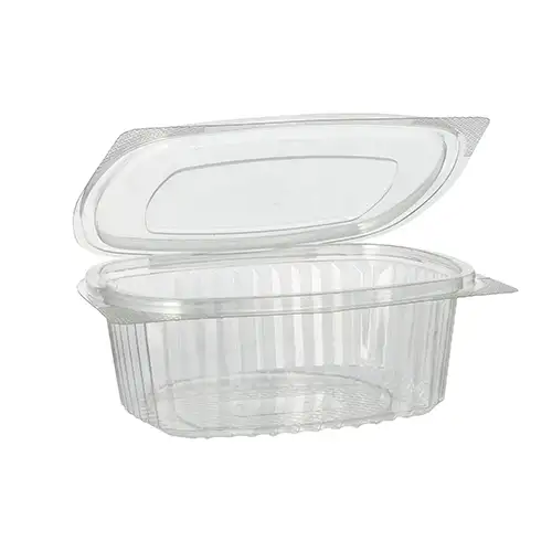 PAPSTAR Feinkost- und Salatschalen mit Klappdeckel, R-PET oval 500 ml 5,5 cm