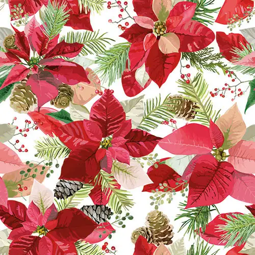 Papstar Servietten, 3-lagig 1/4-Falz 33 cm x 33 cm "Winter Poinsettia"