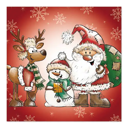 Papstar Servietten, 3-lagig 1/4-Falz 33 cm x 33 cm "Santa`s Companions"