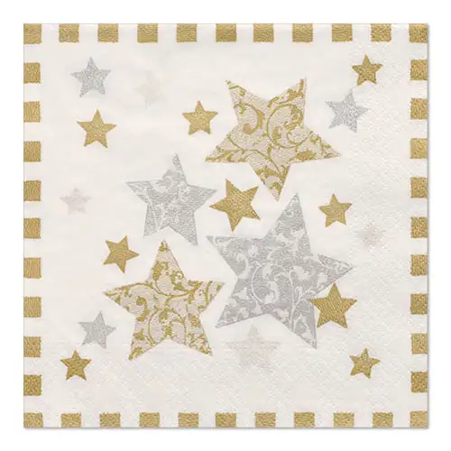 Papstar Servietten, 3-lagig 1/4-Falz 33 cm x 33 cm "Stardust"